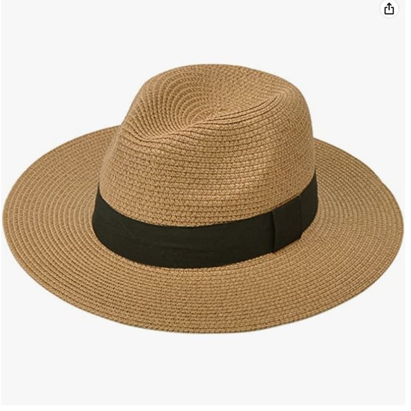 DRESHOW Accessories - NWOT Straw Fedora Beach Hat UPF50+ Dark Khaki